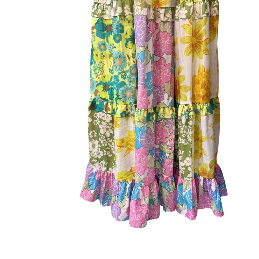 Dalia MacPhee Floral Patchwork Multicolor Ruffled… - image 6